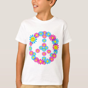 Gesichter des Blumen-Friedenszeichen-w T-Shirt