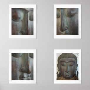 Gesichter des Buddha-Set von vier natürlichen Bilderwand Sets