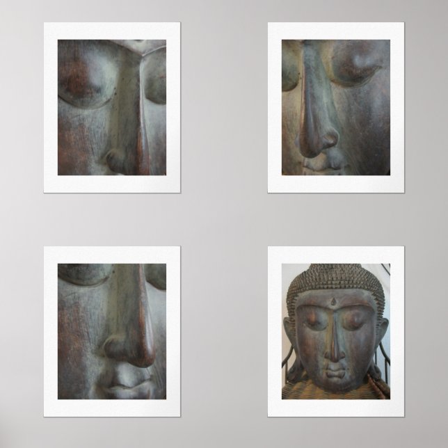 Gesichter des Buddha-Set von vier natürlichen Bilderwand Sets (Vorderseite)