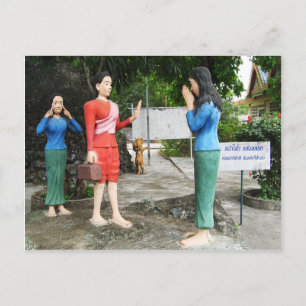 Gesichter hinter dem Rücken ziehen Postkarte