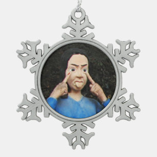 Gesichter hinter dem Rücken ziehen Schneeflocken Zinn-Ornament