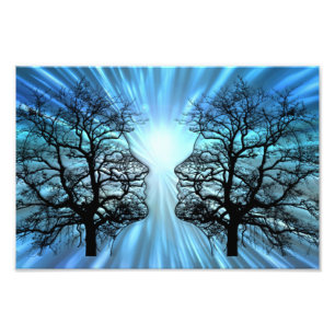 Gesichter in Bäumen sehen aus wie Gehirnnerven Fotodruck