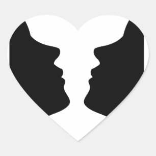 Gesichter oder Vase- Illusion von zwei Gesichtern  Herz-Aufkleber