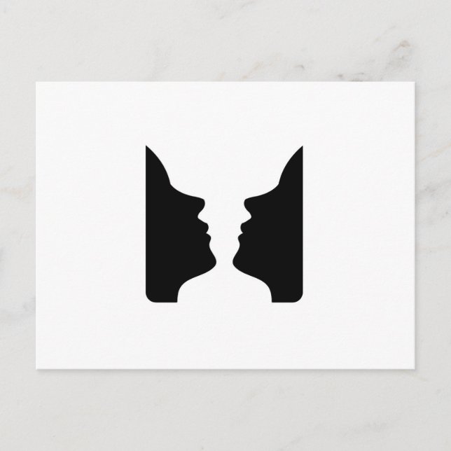 Gesichter oder Vase- Illusion von zwei Gesichtern  Postkarte (Vorderseite)