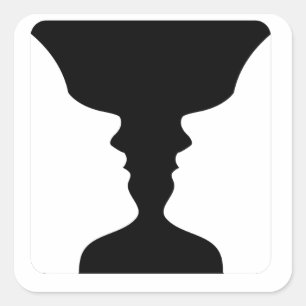 Gesichter oder Vase- Illusion von zwei Gesichtern  Quadratischer Aufkleber