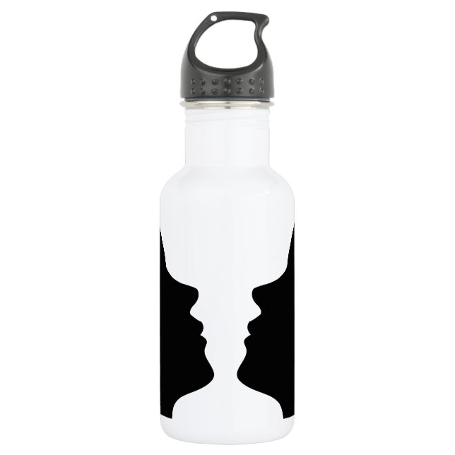 Gesichter oder Vasenillusion von zwei Gesichtern Edelstahlflasche (Vorderseite)