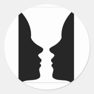 Gesichter oder Vasenillusion von zwei Gesichtern Runder Aufkleber