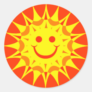 GESICHTS-SONNE RUNDER AUFKLEBER