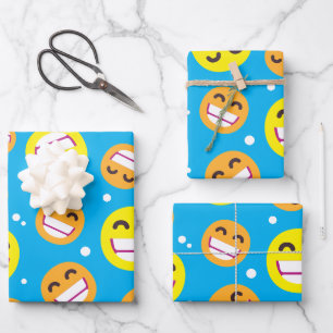 Gesichtsausdruck Lächelnde Augen Emojis Editable F Geschenkpapier Set