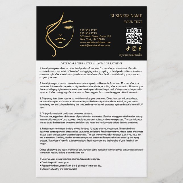 Gesichtsbehandlungen Nachsorge Flyer (Vorne)