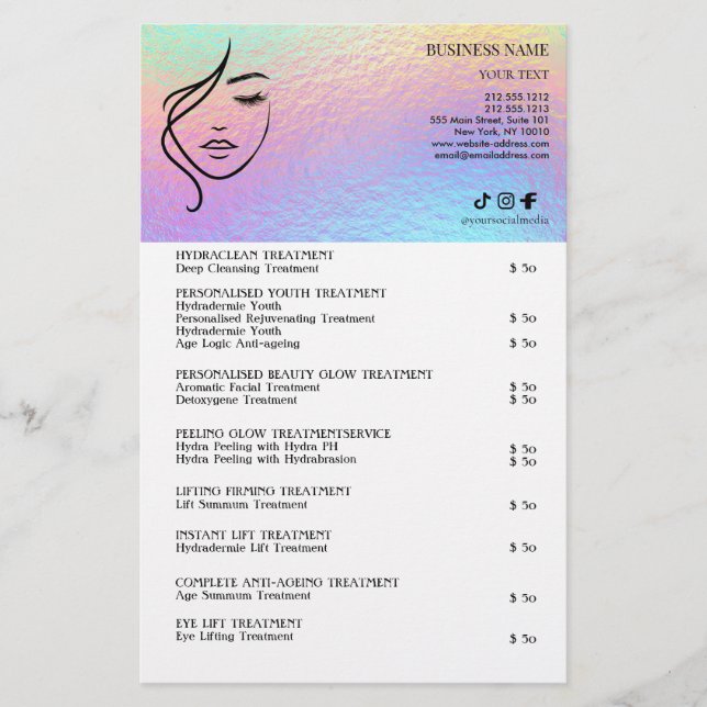 GESICHTSBEHANDLUNGEN Schönheitssalon-Flyer Flyer (Vorne)