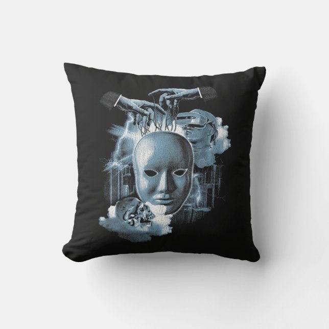Gesichtslos - Design von Techno-Goth Streetwear Kissen (Vorderseite)