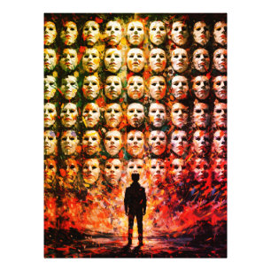 Gesichtslose Figur Maskierte Menge Impasto Surreal Fotodruck
