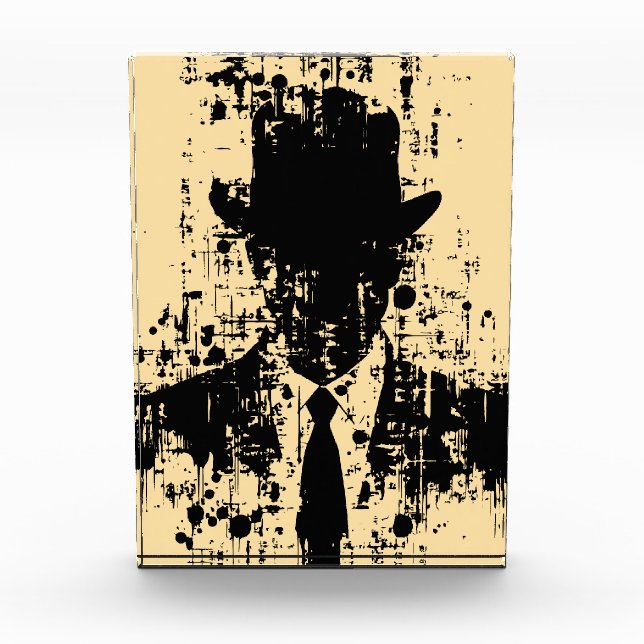 Gesichtsloser Gentleman: Abstrakte Eleganz Fotoblock (Vorderseite)