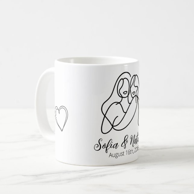 Gesichtsloser Personalisierter lesbischer Unterset Kaffeetasse (Vorderseite Links)