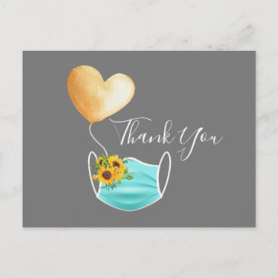 Gesichtsmaske & Blume Vielen Dank Postkarte