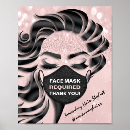 Gesichtsmaske erforderlich Covid Eyelash Hair Pink Poster