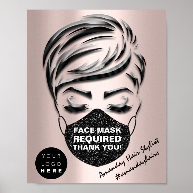 Gesichtsmaske mit erforderlichem Covid-Rose-Logo Poster (Vorne)