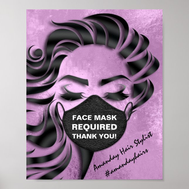 Gesichtsmaske mit erforderlicher Covid Lila Berry Poster (Vorne)
