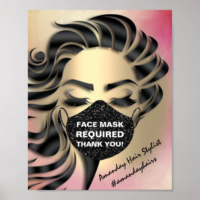 Gesichtsmaske mit erforderlicher Covid-Rose Gold Poster (Vorne)