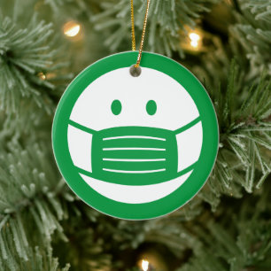 Gesichtsmaske schmily emoji Ikone Weihnachtsbaumsc Keramik Ornament