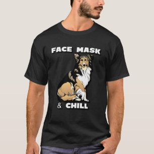 Gesichtsmaske und Chilloid mit weißem Text T-Shirt