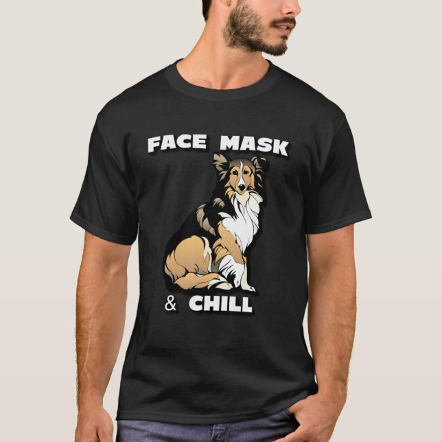 Gesichtsmaske und Chilloid mit weißem Text T-Shirt (Vorderseite)