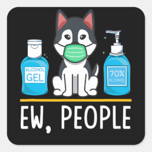 Gesichtsmaske und Handwaschmittel für sibirische  Quadratischer Aufkleber