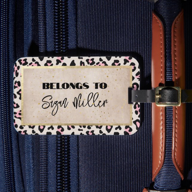 Gesichtsmuster und Gold Vintag Gepäckanhänger (Vorderseite Insitu 4)