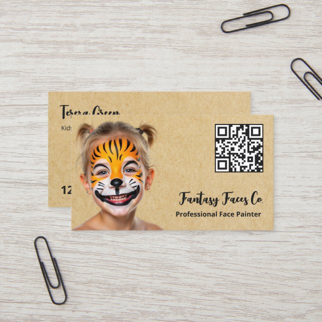 Gesichtspainter QR Visitenkarte (Vorderseite/Rückseite Beispiel)