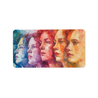 Gesichtspflege von Frauen - Aquarellmalerei Adressaufkleber