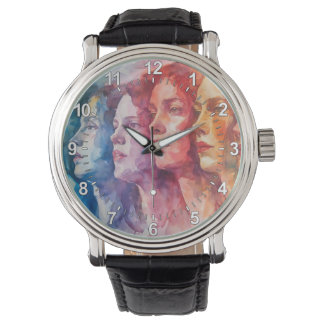 Gesichtspflege von Frauen - Aquarellmalerei Armbanduhr
