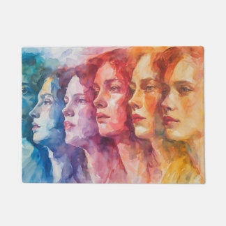 Gesichtspflege von Frauen - Aquarellmalerei Fußmatte