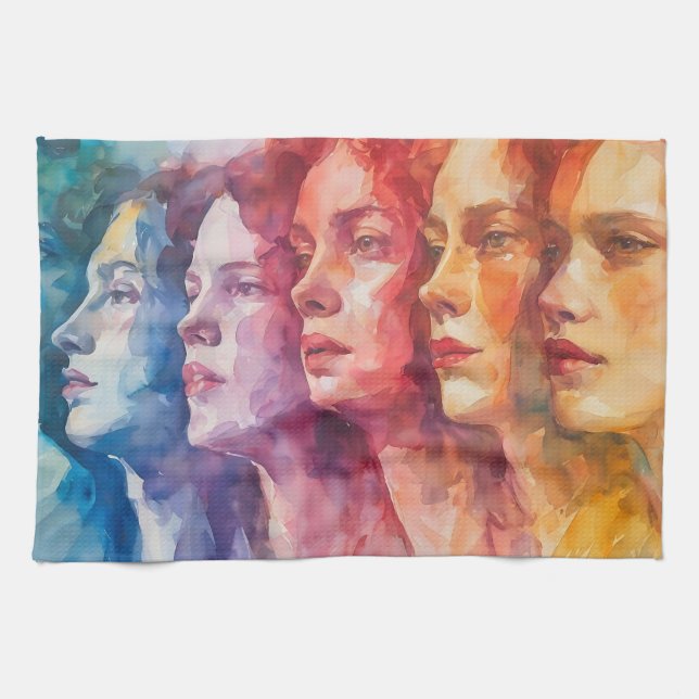 Gesichtspflege von Frauen - Aquarellmalerei Geschirrtuch (Horizontal)