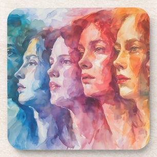 Gesichtspflege von Frauen - Aquarellmalerei Getränkeuntersetzer
