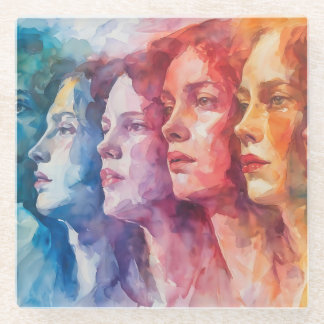 Gesichtspflege von Frauen - Aquarellmalerei Glasuntersetzer