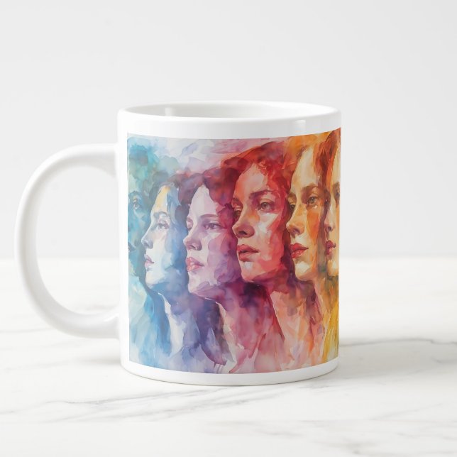 Gesichtspflege von Frauen - Aquarellmalerei Jumbo-Tasse (Links)