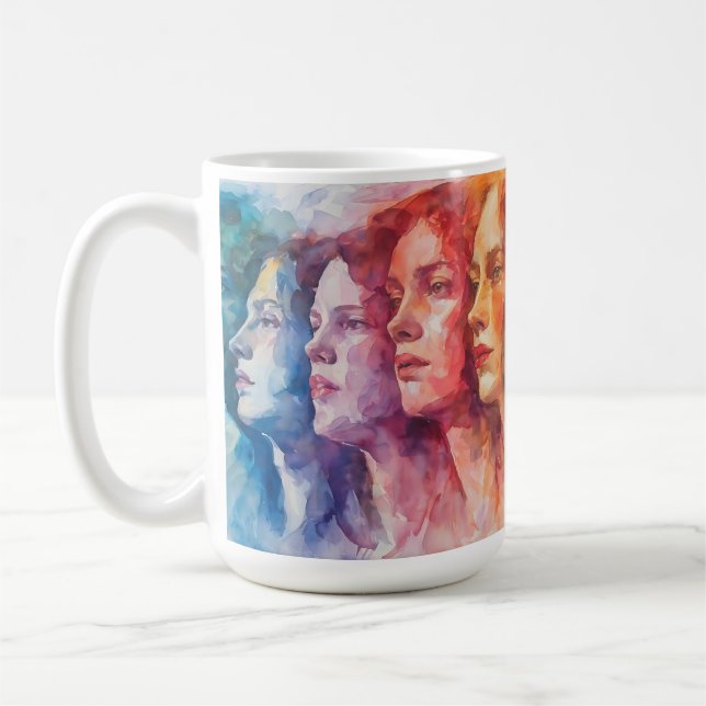 Gesichtspflege von Frauen - Aquarellmalerei Kaffeetasse (Links)