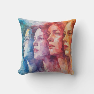 Gesichtspflege von Frauen - Aquarellmalerei Kissen