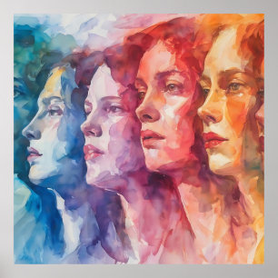 Gesichtspflege von Frauen - Aquarellmalerei Poster