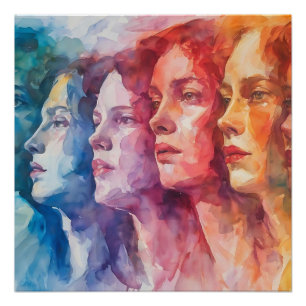Gesichtspflege von Frauen - Aquarellmalerei Poster