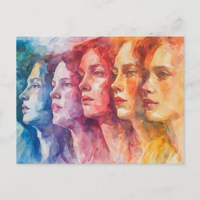 Gesichtspflege von Frauen - Aquarellmalerei Postkarte (Vorderseite)