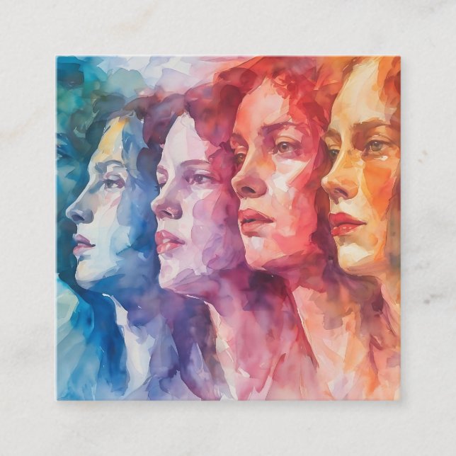 Gesichtspflege von Frauen - Aquarellmalerei Quadratische Visitenkarte (Vorderseite)