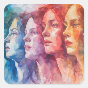 Gesichtspflege von Frauen - Aquarellmalerei Quadratischer Aufkleber