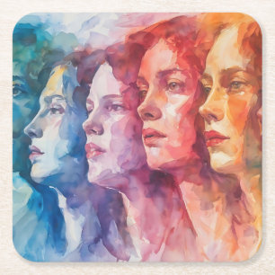 Gesichtspflege von Frauen - Aquarellmalerei Rechteckiger Pappuntersetzer