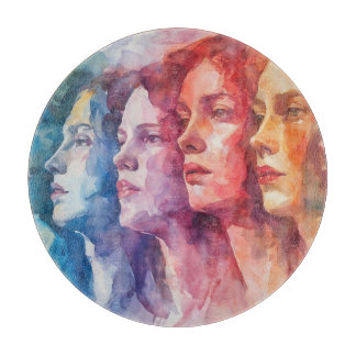 Gesichtspflege von Frauen - Aquarellmalerei Schneidebrett