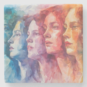 Gesichtspflege von Frauen - Aquarellmalerei Steinuntersetzer