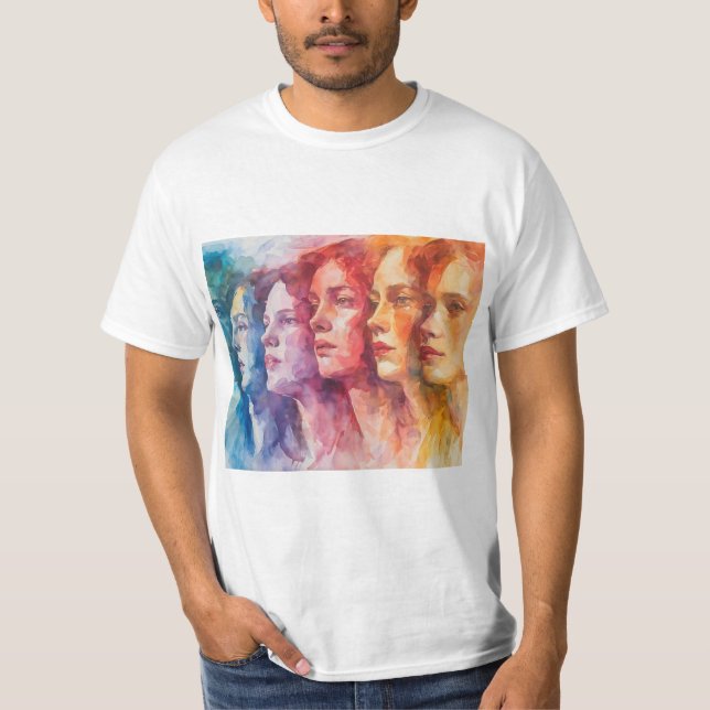 Gesichtspflege von Frauen - Aquarellmalerei T-Shirt (Vorderseite)