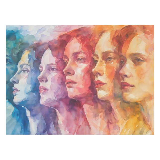 Gesichtspflege von Frauen - Aquarellmalerei Tischdecke (Vorderseite (Horizontal))