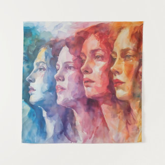 Gesichtspflege von Frauen - Aquarellmalerei Wandteppich